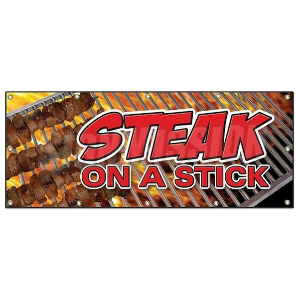 STEAK ON A STICK BANNER SIGN meat steak beef bbq grill restaurant food